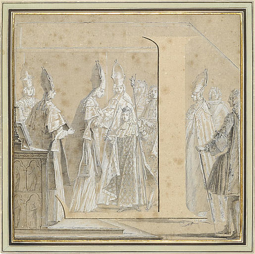 La lettre L, inversée, dans la scène de Louis XV recevant le sceptre royal_0
