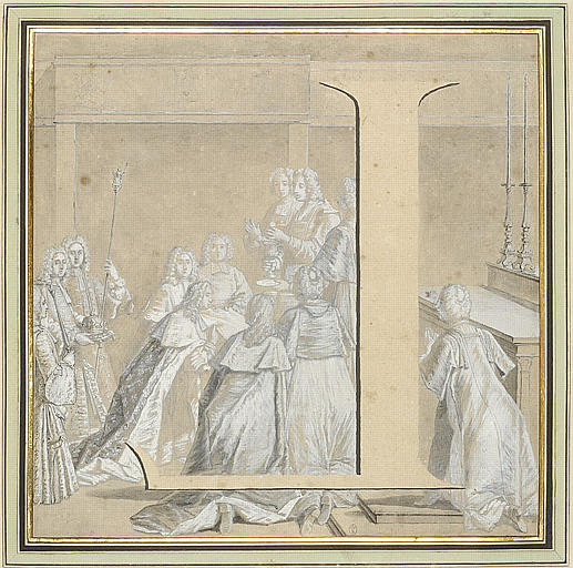 La lettre L, inversée, dans la scène de la Communion de Louis XV_0