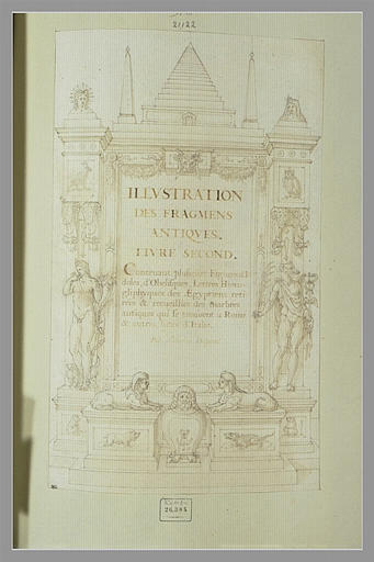 Frontispice du second livre orné de statues et d'ornements Egyptiens_0