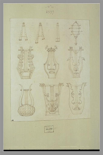 Trois doubles flûtes, six lyres et un autre instrument_0