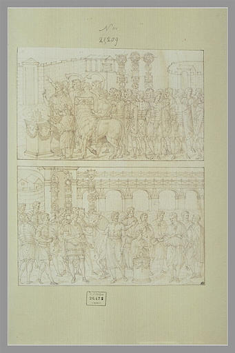 Un bas-relief divisé en deux registres avec des scènes de sacrifice_0
