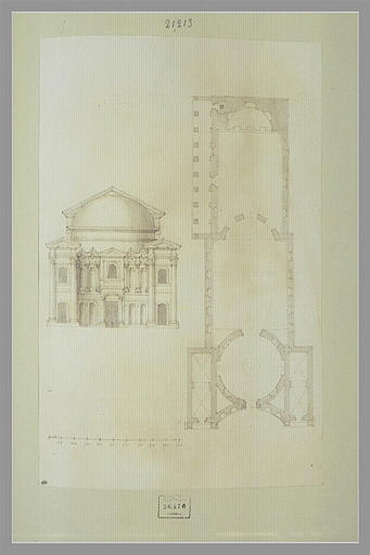 Monument : élévation de la façade et plan_0