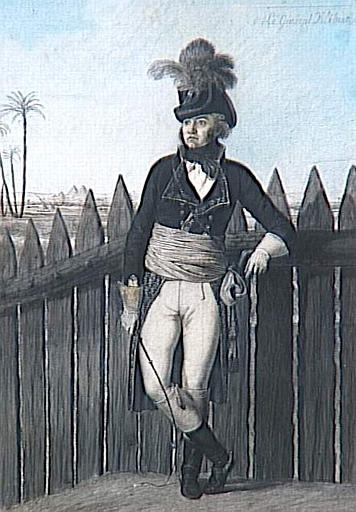 Portrait du général Kléber ; Jean-Baptiste Kléber (1753-1800)- représenté pendant la campagne d'Egypte en 1798/1799 devant une vue du Nil des Pyramides de Gizeh, alors général en chef de l'Armée d'Orient (autre titre)_0