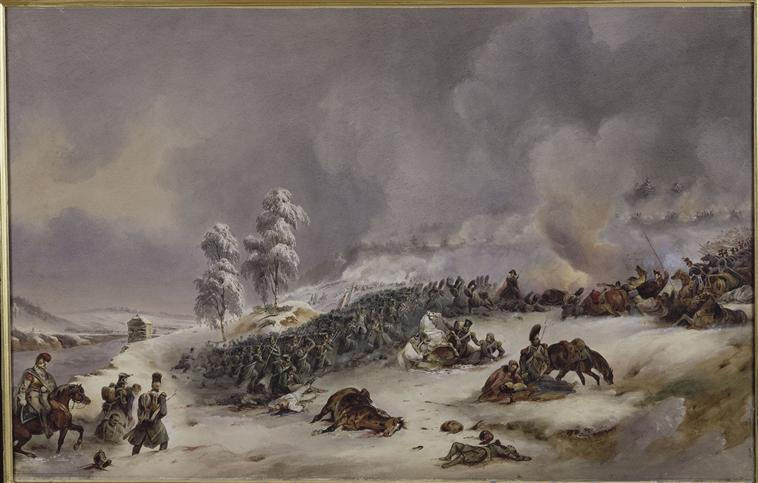 Combat de Krasnoé le 18 novembre 1812 à neuf heures du matin ; La Division Ricard au combat de Krasnoé le 18 novembre 1812, 9 h. du matin (autre titre), Siméon Fort, 1836