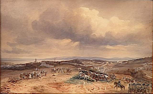L'armée française arrivant à Mascara le 6 décembre 1835 ; Le corps expéditionnaire français commandé par le Maréchal Chausel et le duc d'Orléans arrive en vue de Mascara le 6 décembre 1835 (autre titre)_0