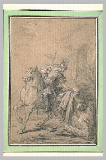 Saint Martin à cheval partageant son manteau_0