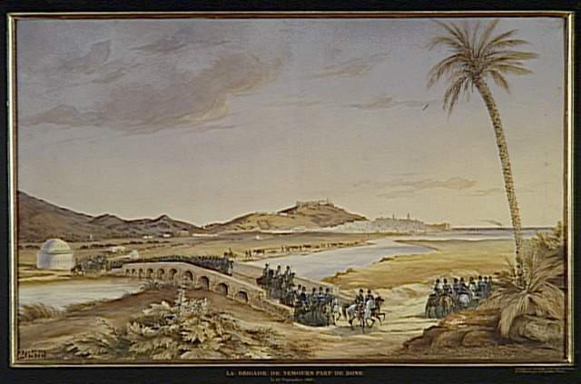 Vue de Bône, départ de l'expédition pour Constantine, 27 septembre 1837 ; La Brigade de Nemours quittant la ville de Bône pour Constantine, le 27 septembre 1837 (autre titre)_0