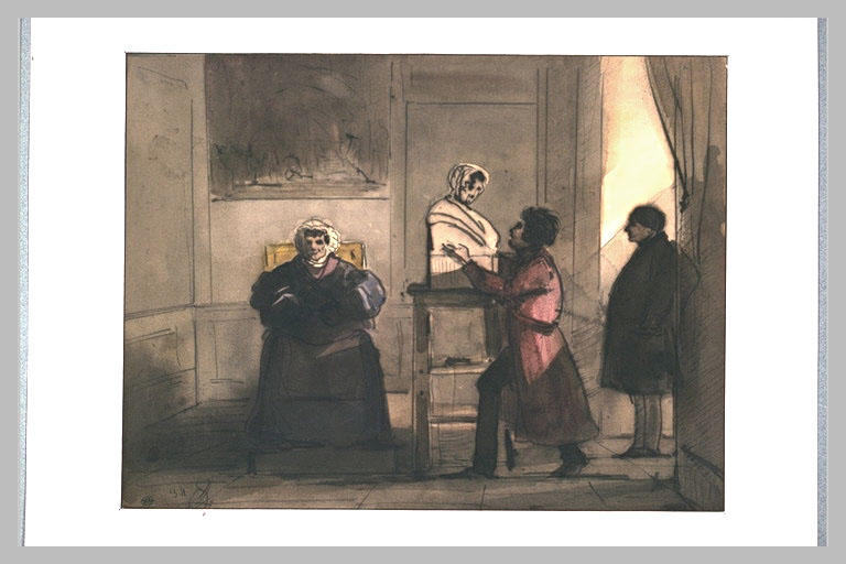 Sculpteur travaillant au buste de Mme Granet devant Mr. Granet_0