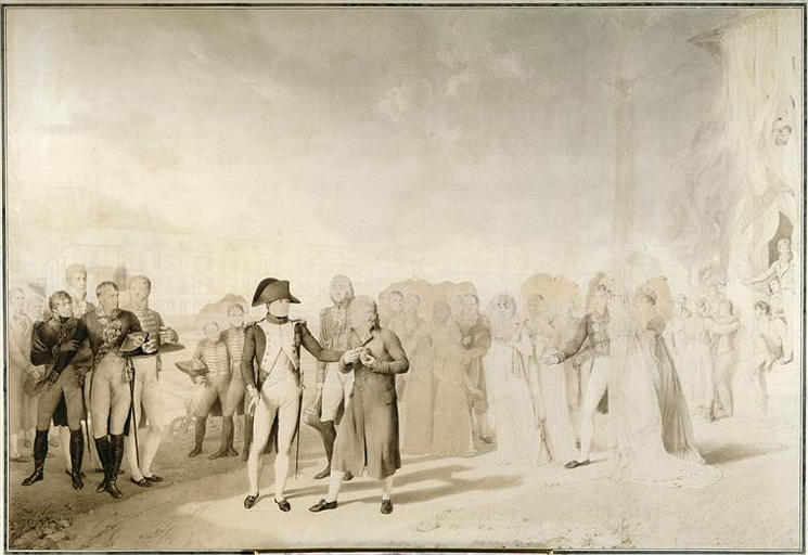 L'Empereur Napoléon visitant la manufacture de Jouy, 20 juin 1806 ; Napoléon Ier en présence de l'Impératrice, visite la manufacture de Mr Oberkampf, à Jouy, le 20 juin 1806 (autre titre)_0