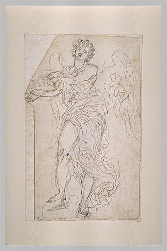 Etude d'ange debout, drapé, de face_0