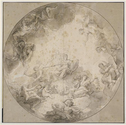 Calotte du salon de la Paix ; Première pensée pour le décor de la coupole du plafond du salon de la Paix à Versailles (autre titre)_0