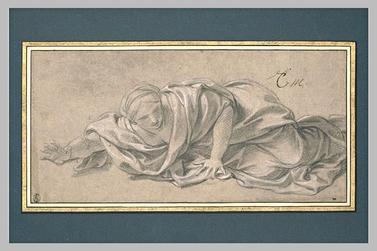 Femme drapée, étendue à terre_0