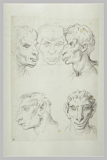 Trois têtes d'hommes en relation avec le chameau et deux têtes d'hommes..._0