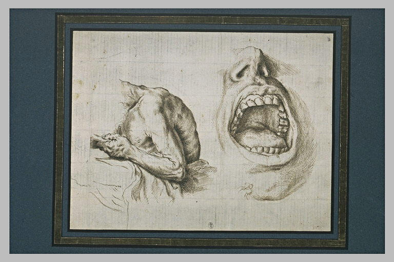 Etude d'une figure vue de profil et à mi-corps et d'une bouche ouverte_0