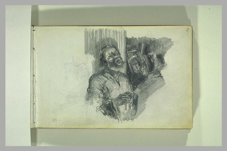 Diverses figures la nuit, dont un homme chantant, éclairé par-dessous_0