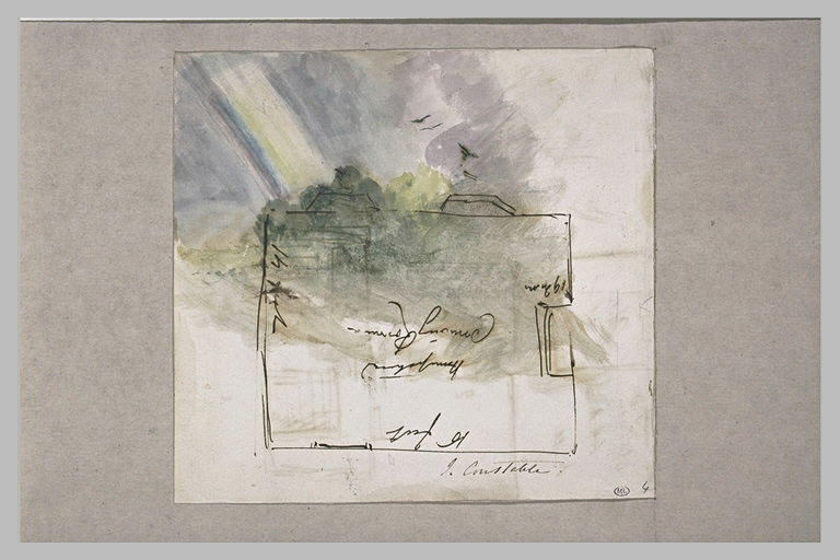 Paysage avec un  arc en ciel ; le plan d'une chambre_0