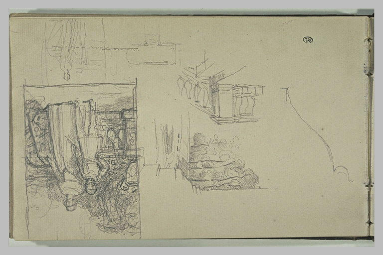 Portrait de femme avec un jeune garçon, et études de balustrades_0