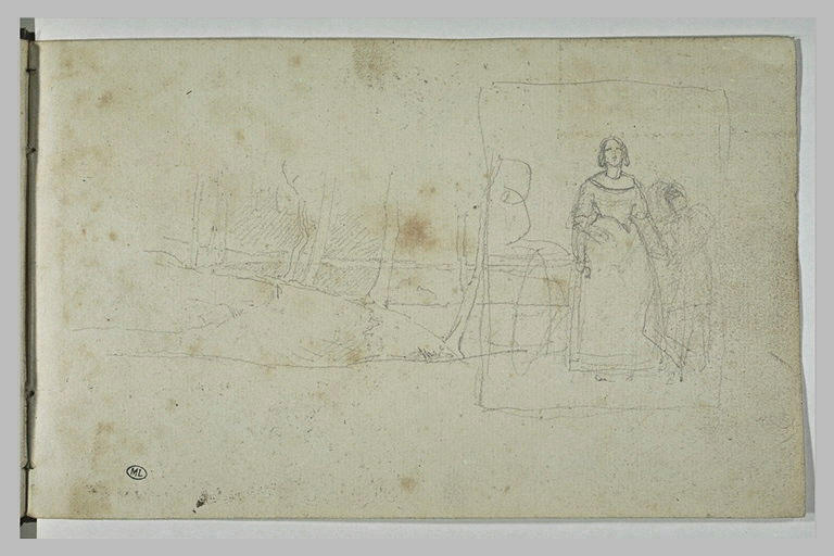 Etude de femme et de jeune garçon dans un paysage_0