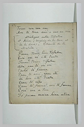 Texte manuscrit en langue tahitienne et française_0