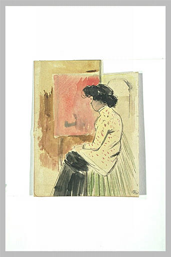 Femme assise sur un banc, de profil vers la gauche_0