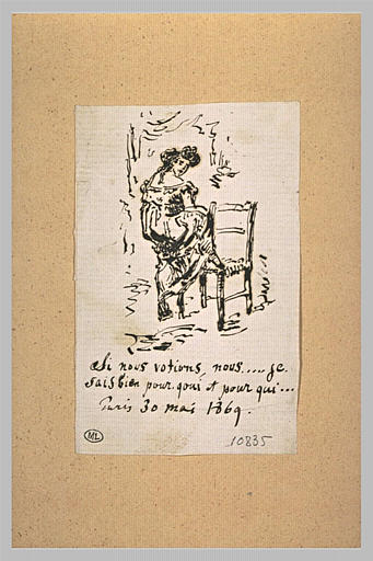 Femme debout, de dos, le pied droit posé sur une chaise_0