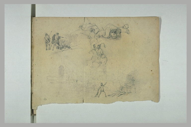 Etudes de personnages, soldats, cavaliers, figures..._0