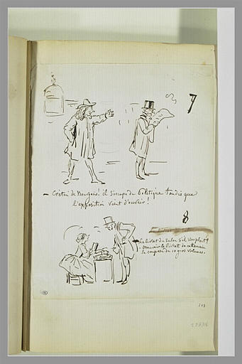Caricature : homme désignant un bourgeois lisant un journal ; homme et femme_0