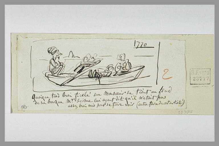Caricature : tableau représentant des personnages dans une barque_0