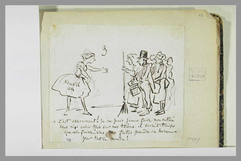 Caricature : Le Nouvel an se tournant vers une foule_0