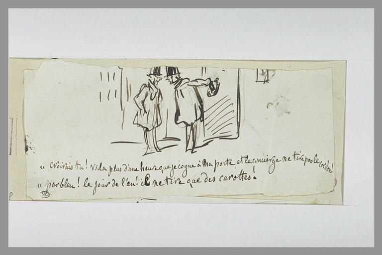 Caricature : deux messieurs devant une porte_0