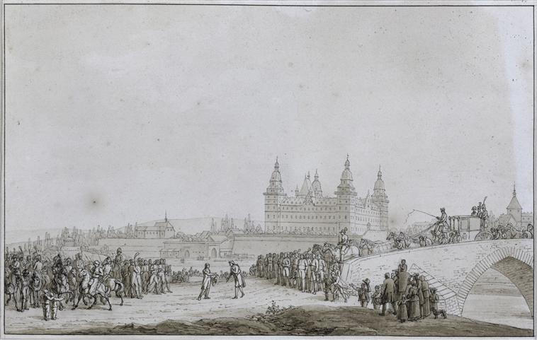 Aschaffenbourg le prince Primat vient au devant de l'empereur ; Le Baron Charles de Dalberg, prince Primat de Germanie, venant au devant de Napoléon Ier à Aschaffenbourg, le 2 octobre 1806 (autre titre)_0