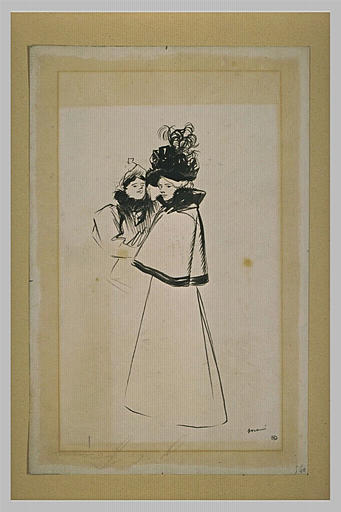 Deux femmes conversant, l'une se retournant_0