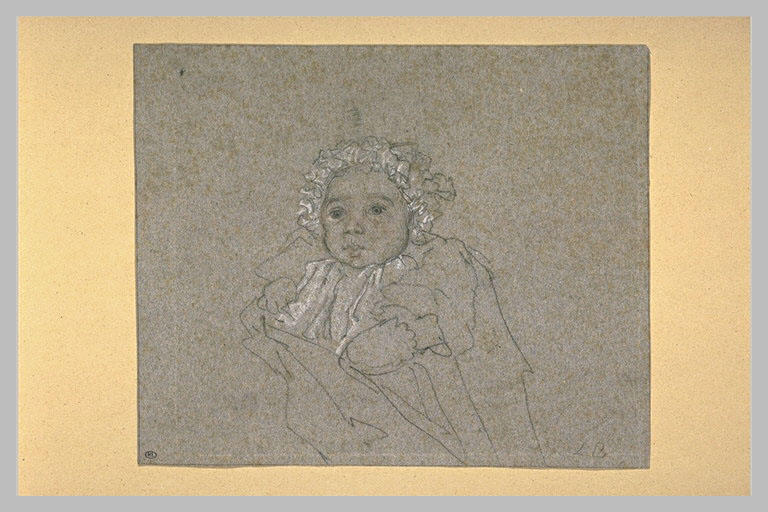 Enfant de face, coiffé d'un bonnet ruché_0