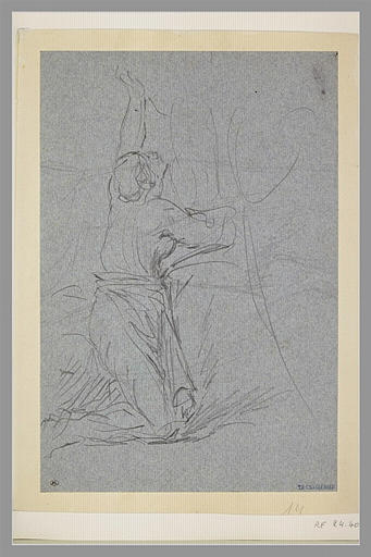 Femme, agenouillée, vue de dos, tournée vers la droite_0