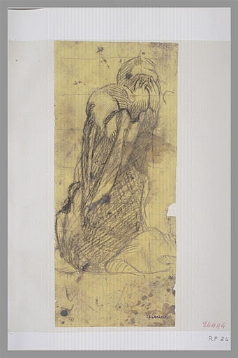 Femme, agenouillée, se lamentant, vue de trois quarts vers la droite_0