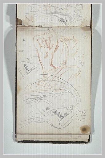 Études de femme en buste, les bras levés ; Esther se parant_0