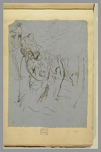 Adolescents devant un personnage assis ; étude de tête et de bras_0