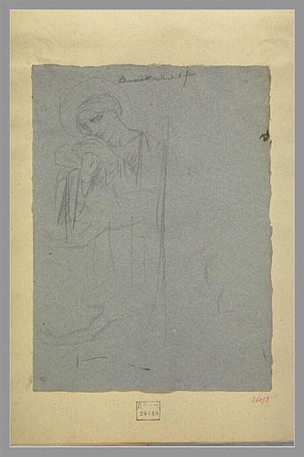 Sainte debout de trois quarts relevant ses deux mains à la hauteur du menton_0