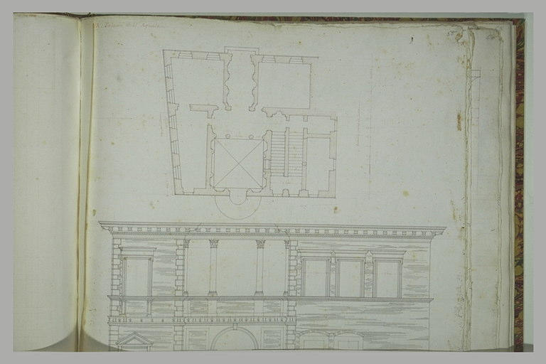 Rome : plan et façade du palais dell'Aquila_0