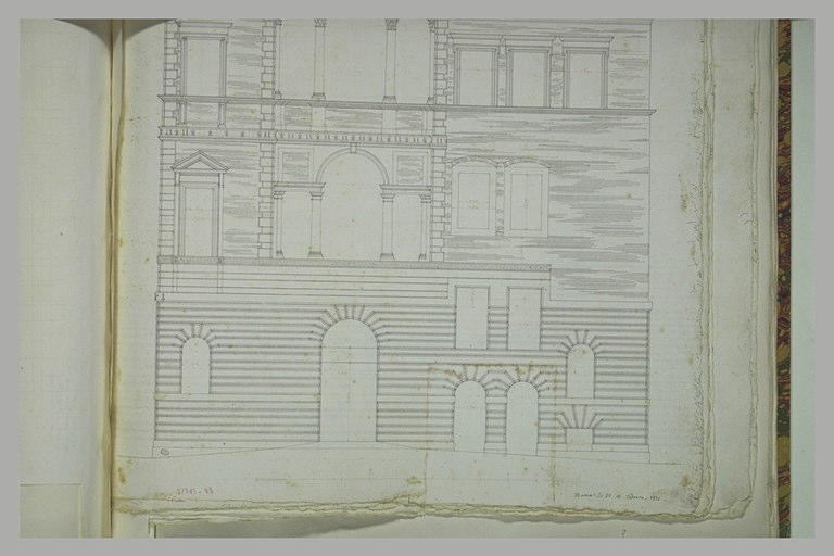 Rome : plan et façade du palais dell'Aquila_1