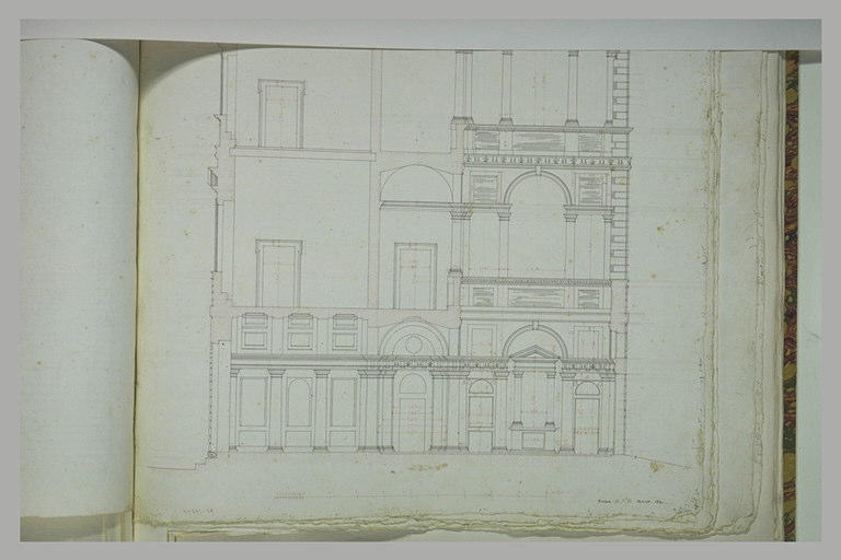 Rome : plan et façade du palais dell'Aquila_1