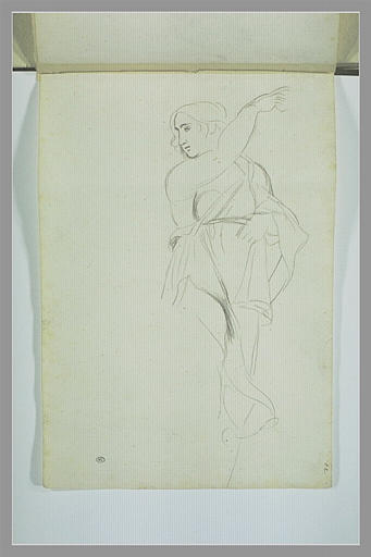 Femme, debout, le bras droit levé_0
