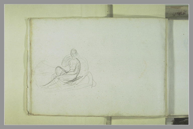 Femme assise sur un lit, tournée vers la gauche_0