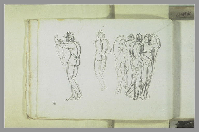 Deux études de femme nue debout ; groupe de femmes_0
