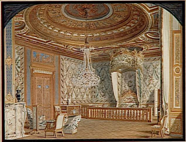 Vue de la chambre à coucher de l'impératrice au palais de Fontainebleau_0