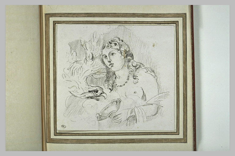 Jeune femme drapé tendant une coupe à un aigle : Jupiter et Io ?_0