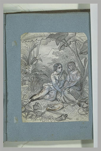 Jeune homme et jeune femme assis sur le sol : Paul et Virginie_0
