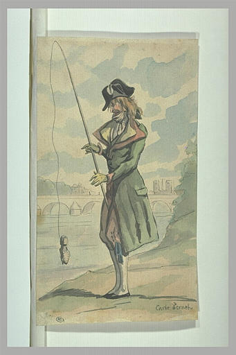 Homme en costume directoire tenant une ligne à la main_0