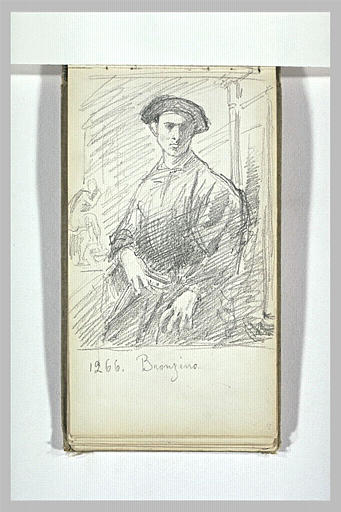 Portrait d'homme drapé avec chapeau, assis de face, tenant un livre_0