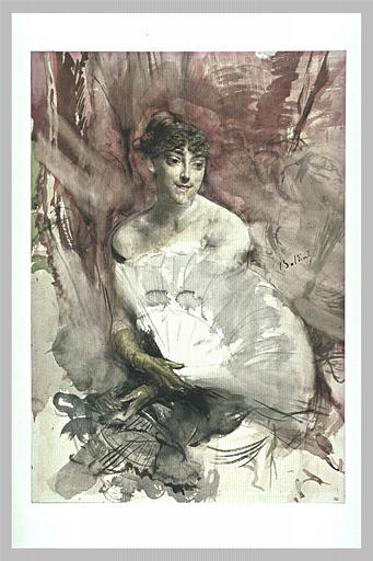 Femme à l'éventail, assise dans une loge : la comtesse de Rasti (?)_0